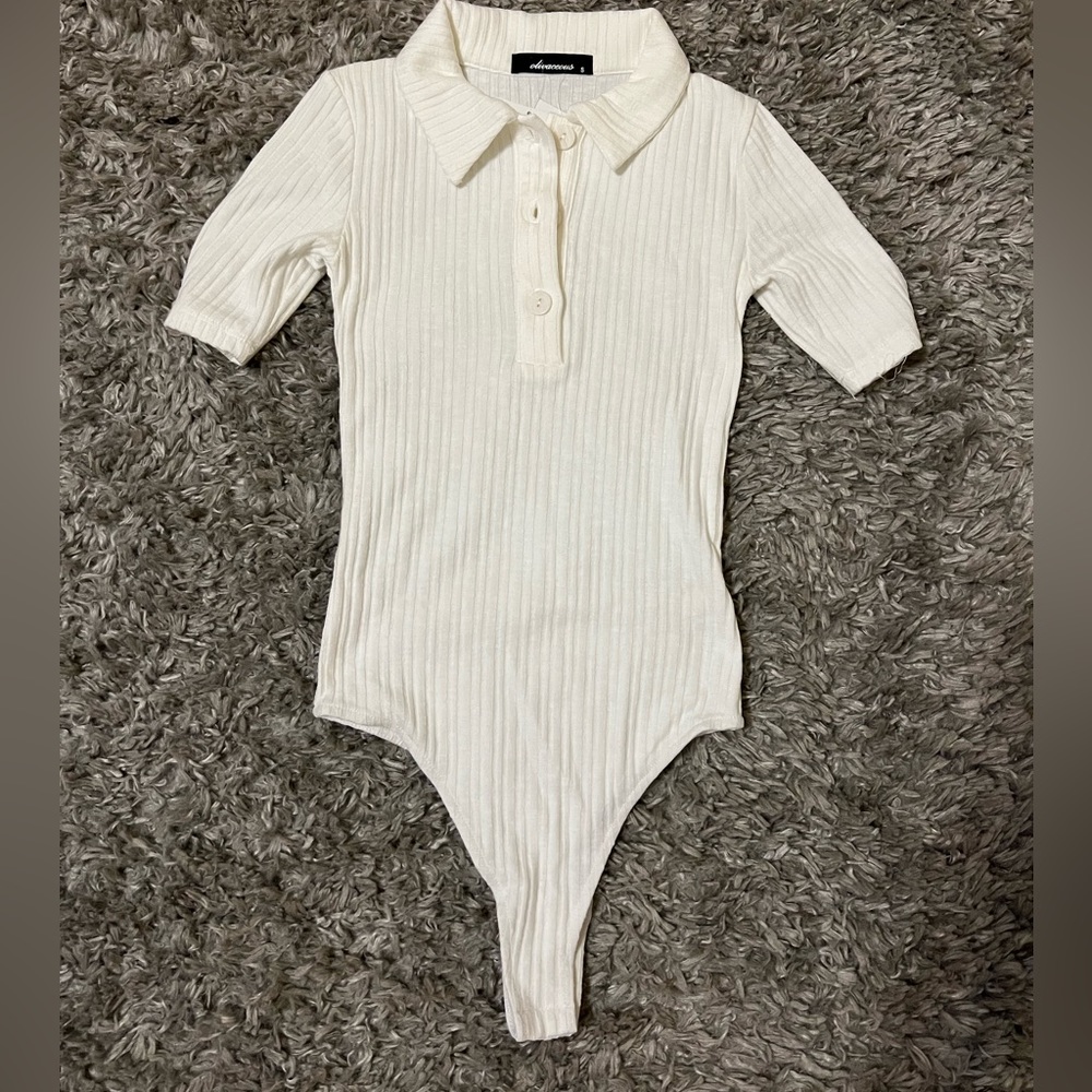 Olivaceous polo button bodysuit